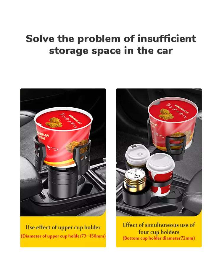 360 Rotatable 4 in 1 Adjustable Car Cup Holder Water Coffee Cup Holder Expander Adapter with 4 Cups