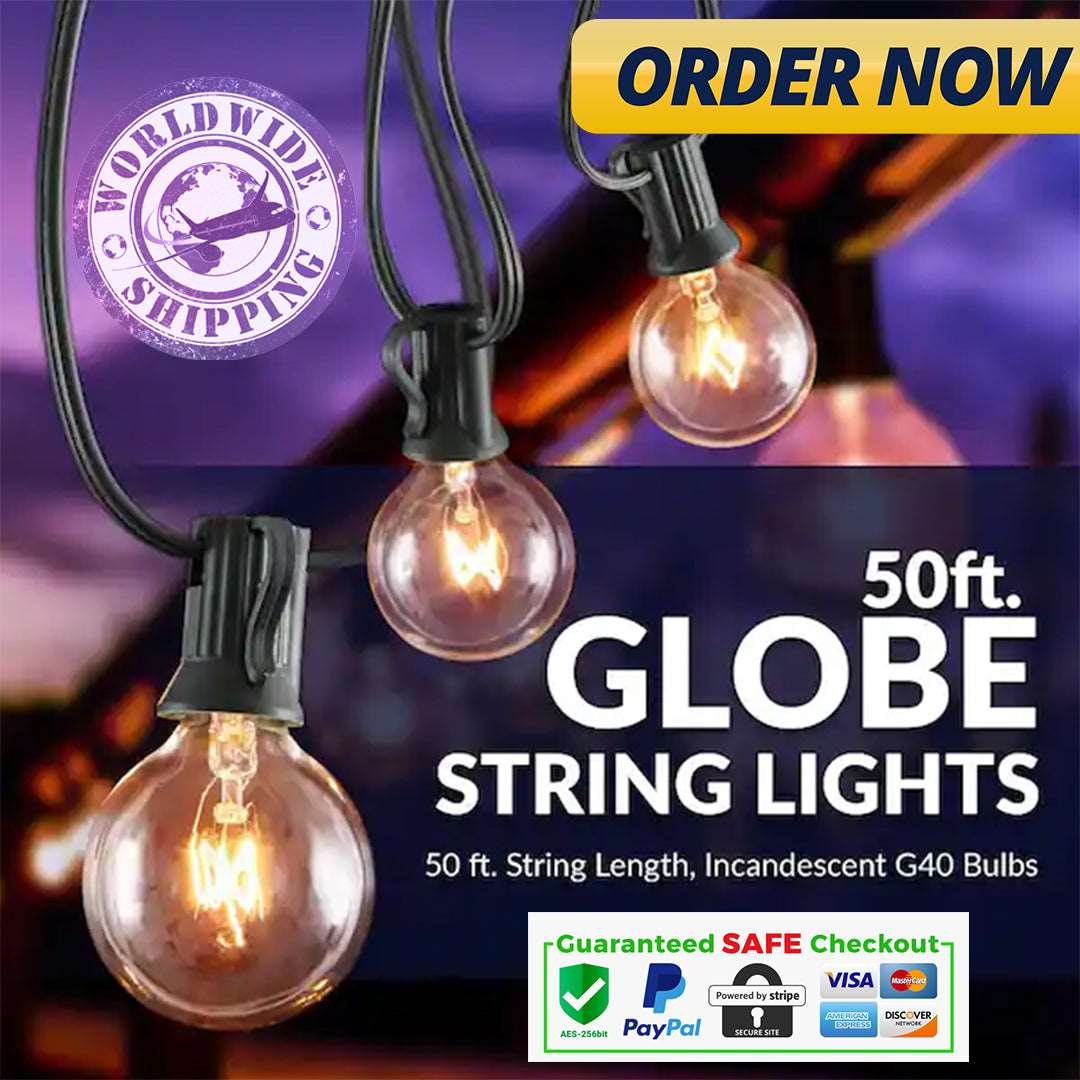 25FT/50FT Globe String Lights Set Shatterproof Bulbs