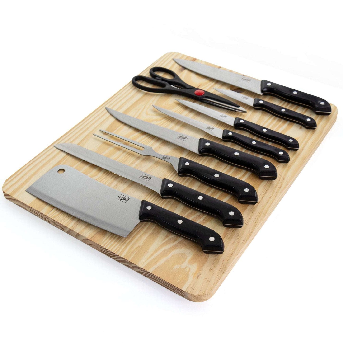 Gibson Home Wildcraft Cutlery Set with Wooden Cutting Board - 10 Piece