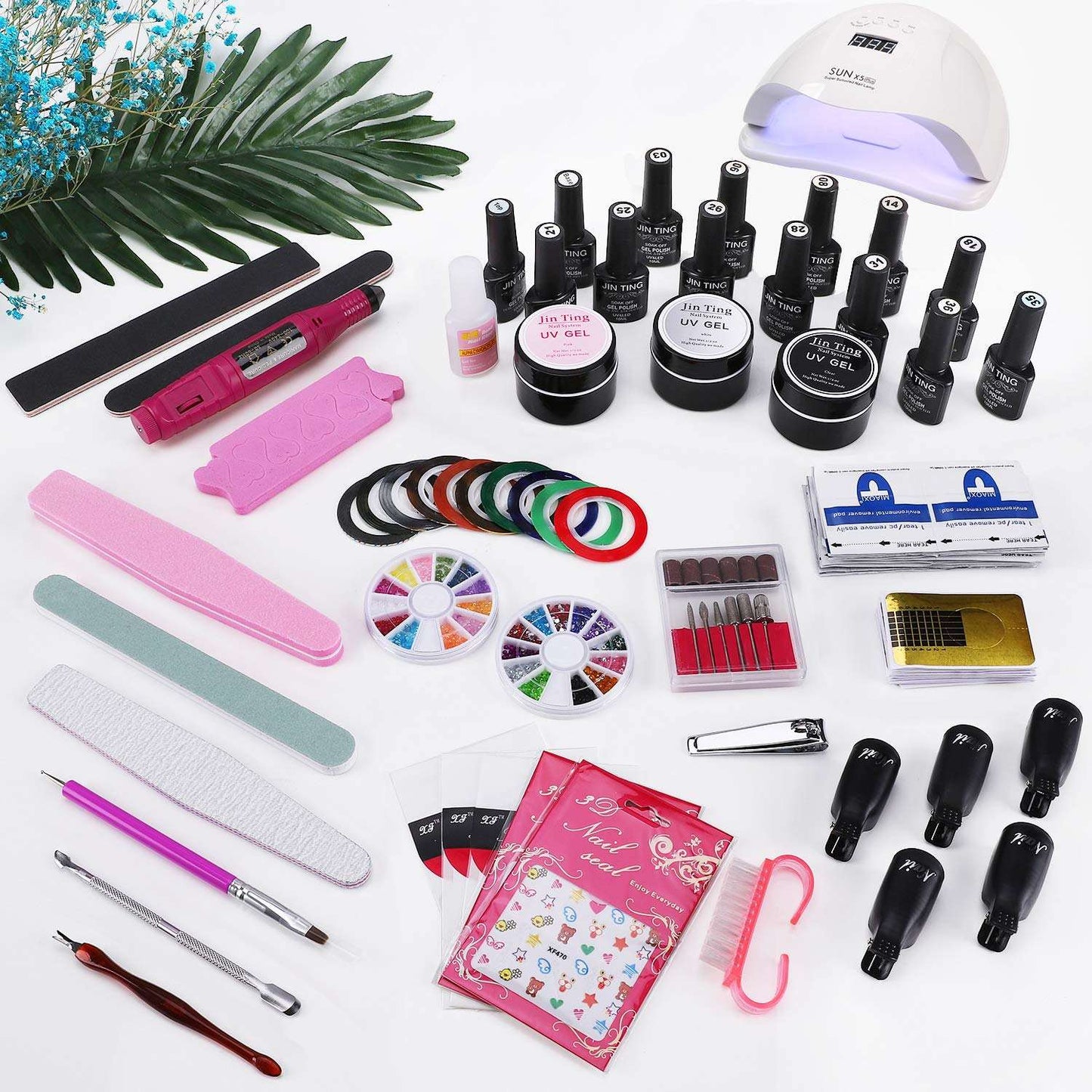 Gel Nail Polish Kit Acrylic Nail Set with UV Lamp 72W Led Light 12PCS Gel Polish Manicure Sets for Women