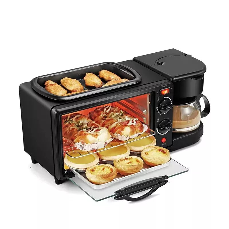 3-in-1 Breakfast Machine 600w coffee pot+750w Teppanyaki +750w