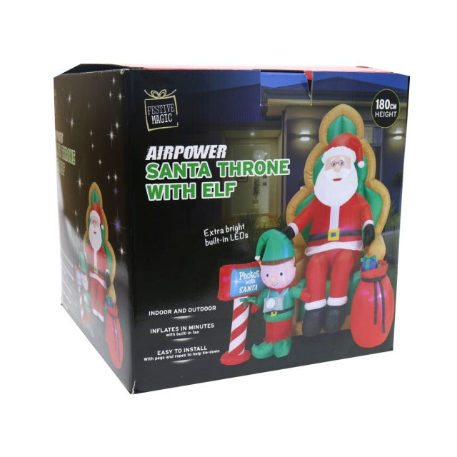 AIRPOWER SANTA ON CHAIR W/ELF 1.8m