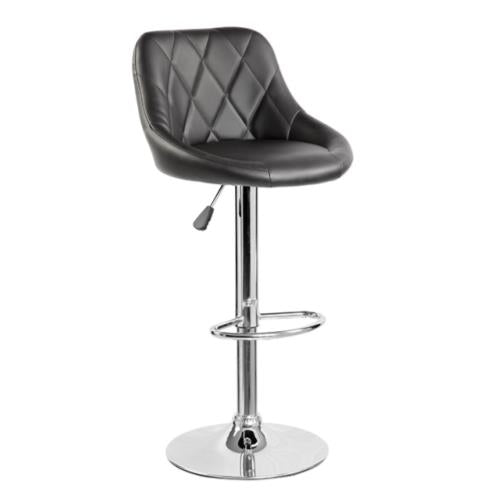 BARSTOOL DIAMOND PAD BLACK PU LEATHER SWIVEL HGT-ADJ 33-41" W/FOOT REST