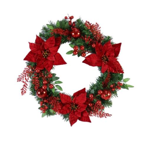 CHRISTMAS WREATH RED GLITTER DECOR 55CM
