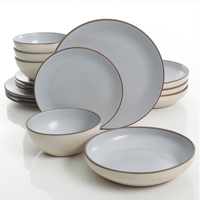 GIBSON ELITE 16PC DOUBLE BOWL D/WARE SET, BLUE