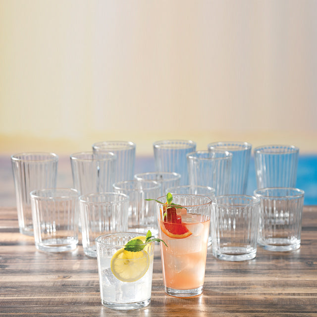 GIBSON MOONSTONE 16PC GLASSWARE SET CLEAR