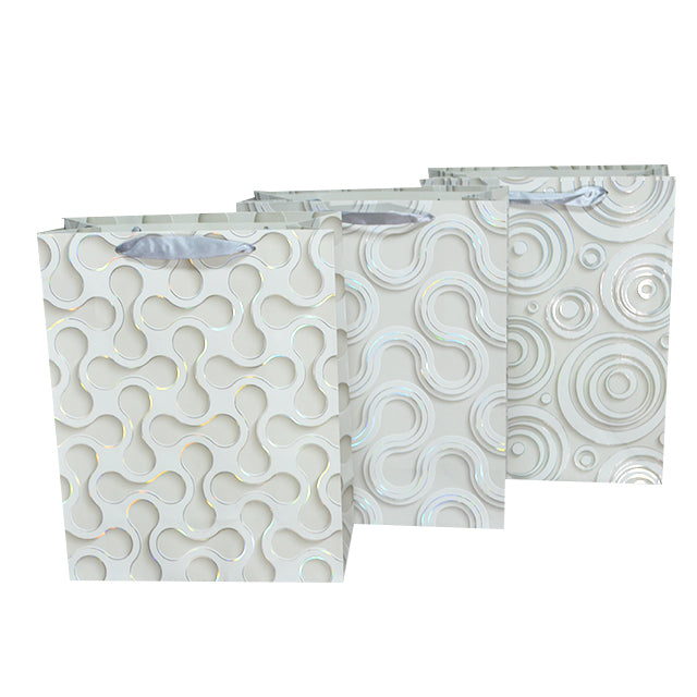 GIFT BAG 32X26X12CM ASST IRRIDESCENT CIRCLES