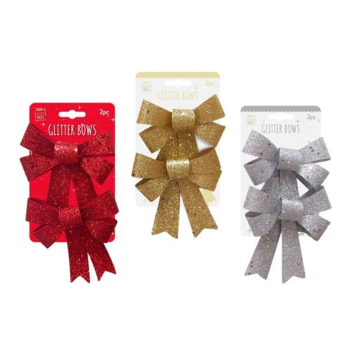 GLITTER SEQUINS BOW 2PC 10x12CM