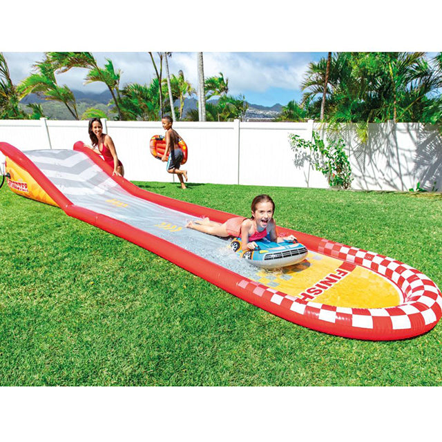 INTEX 221" RACING WATER SLIDE TRACK W/2 SURF RIDERS & SPRAY