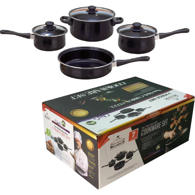 NONSTICK 7PC CARBON STEEL COOKWARE SET BLACK