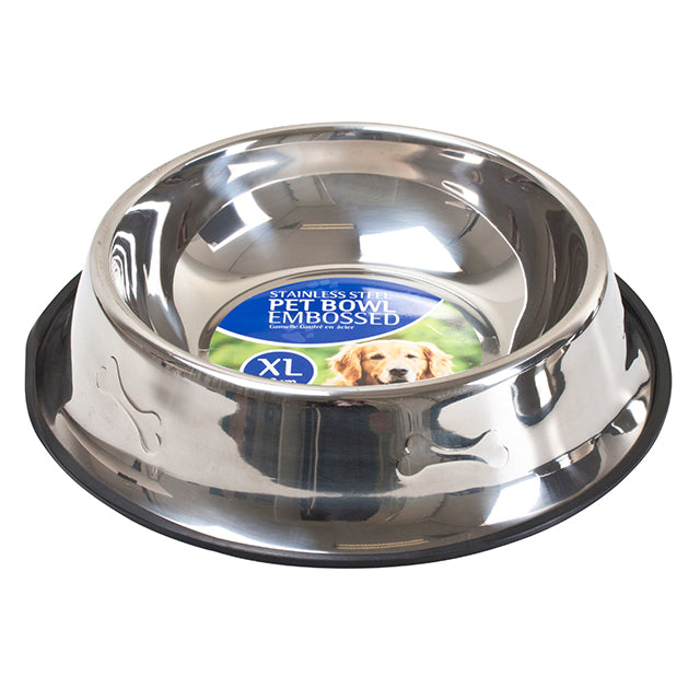 PET BOWL EMBOSSED STAINLESS STEEL 1.3L