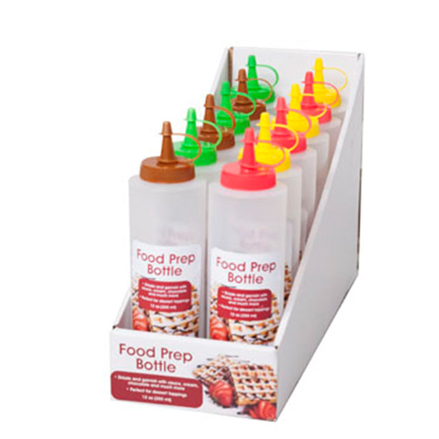 PLASTIC 12OZ FOOD PREP BOTTLE 12 ASST IN DISPLAY