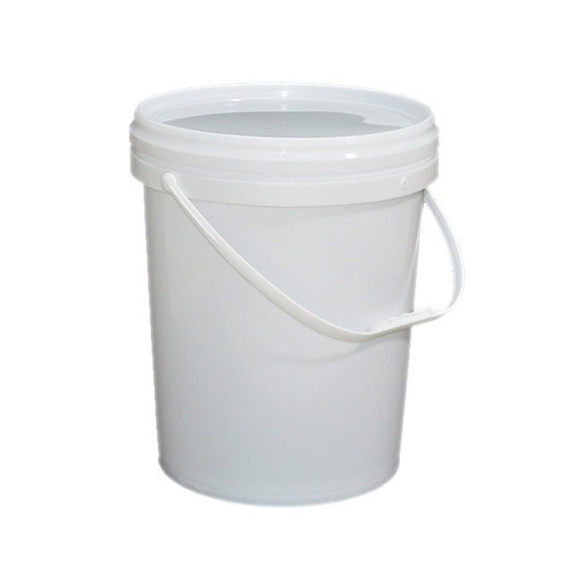 PLASTIC BUCKET W/ HANDLE & LID 3.8L WHITE