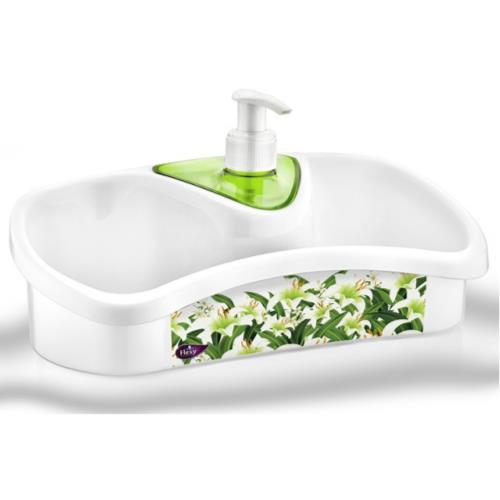 PLASTIC SOAP DISPENSER + SPONGE HOLDER ASST
