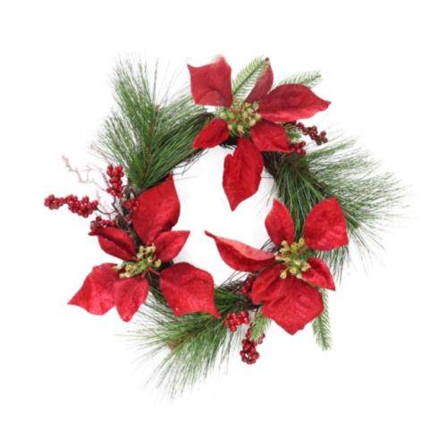 POINSETTIA BERRY WREATH 37CM