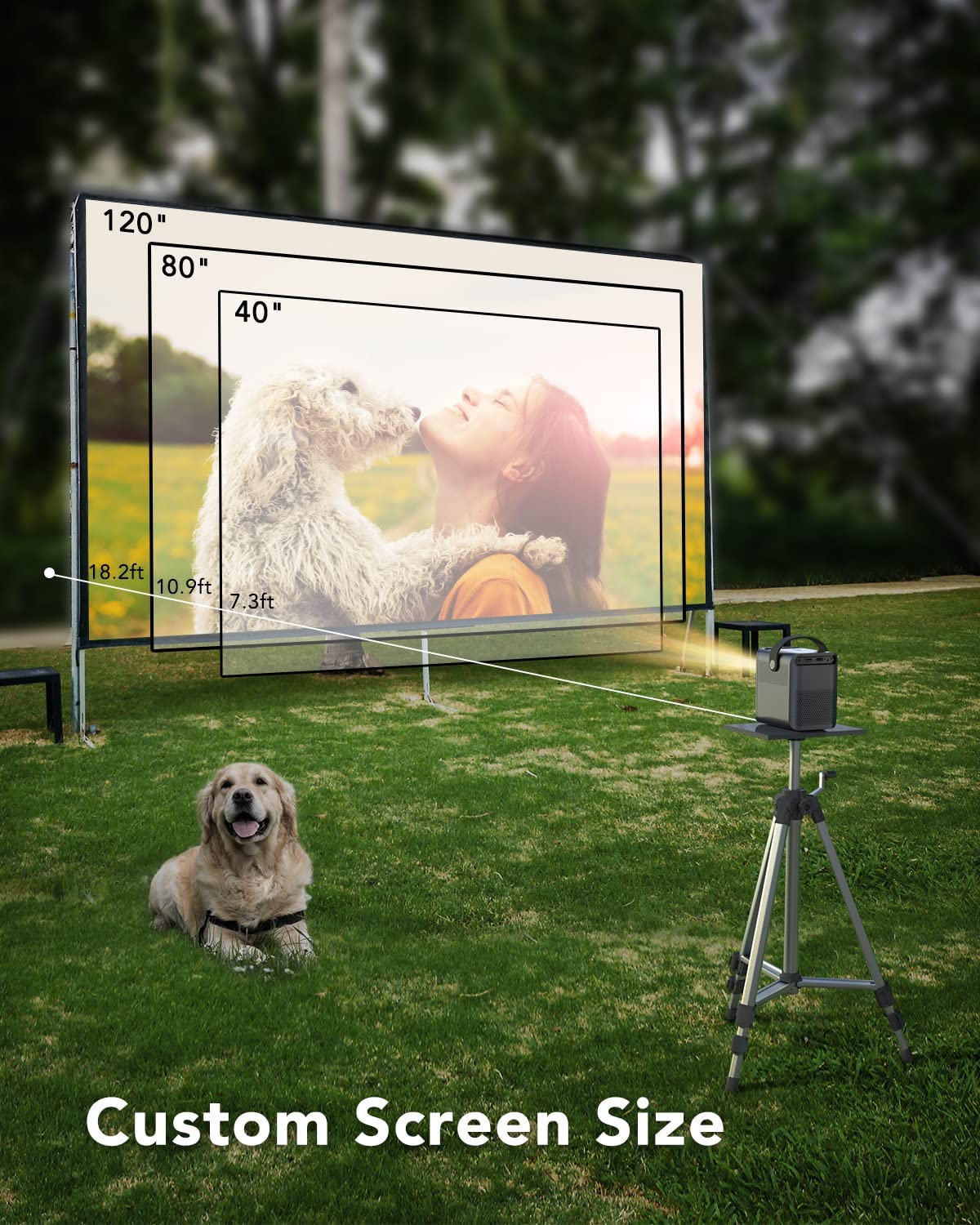 Portable Projector Native 1080p 4K Supported, 2.4G/5G WiFi Projector, 9000Lumens, 4D Keystone Correction, Zoom, 120" Big Screen Home Theater Projector Compatible with HDMI, USB, TV Stick