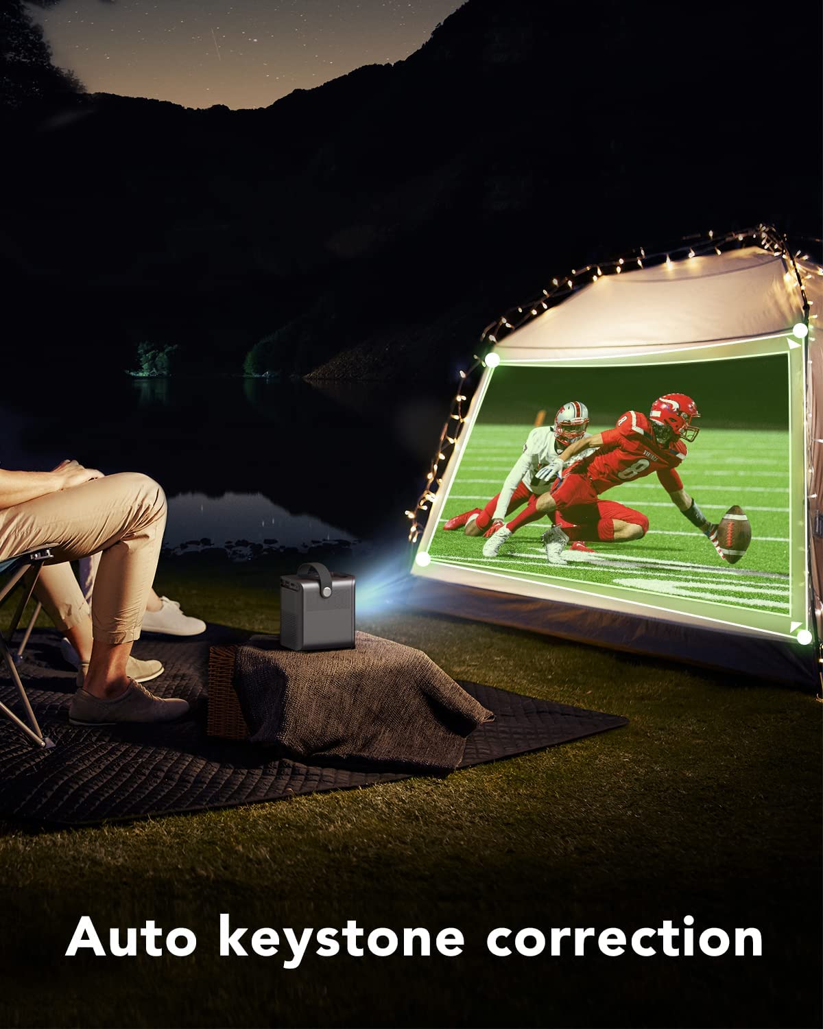 Portable Projector Native 1080p 4K Supported, 2.4G/5G WiFi Projector, 9000Lumens, 4D Keystone Correction, Zoom, 120" Big Screen Home Theater Projector Compatible with HDMI, USB, TV Stick