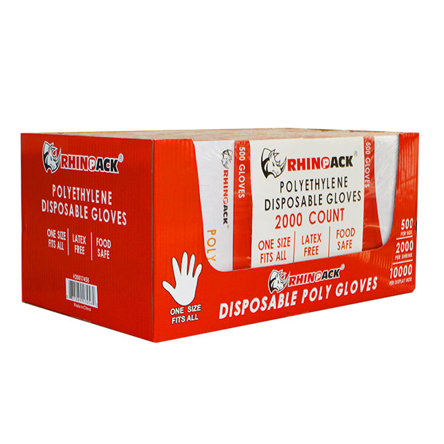 RHINOPACK PE GLOVES ONE SIZE FIT (500/BX-4BX/IN-5IN/CTN) 10K