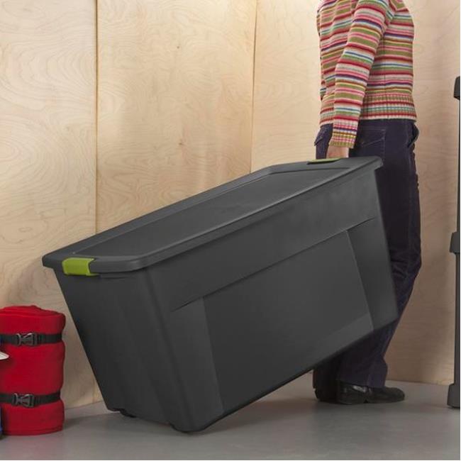 STERILITE 45GAL WHEELED LATCH TOTE GRAY LID & BASE