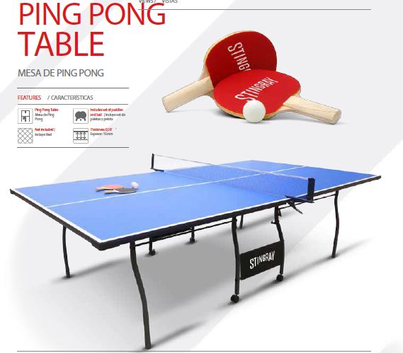 STINGRAY 2PC TABLE TENNIS SET