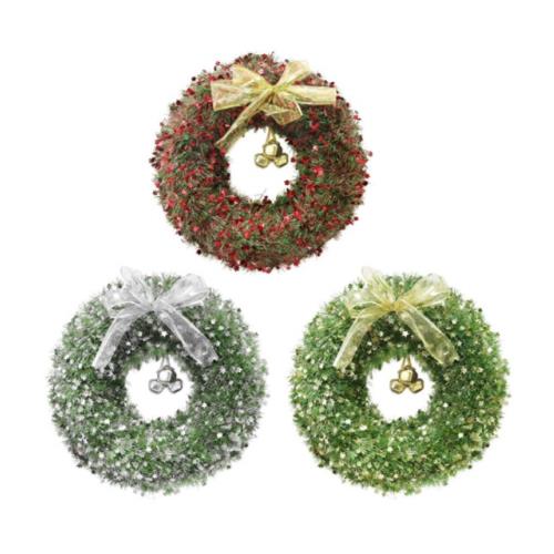 TINSEL WREATH 40CM D/C STARS W/BELLS & BOW