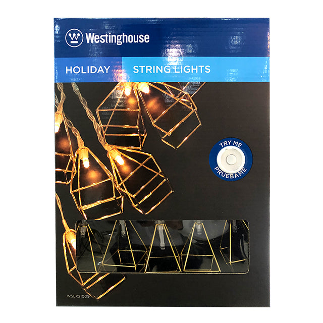 WESTINGHOUSE XMAS 10 STRING LIGHT GOLD TRIANGLE BATT OPERATED
