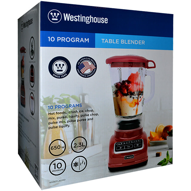 WESTINGHOUSE TABLE GLASS JAR BLENDER 2.3L RED