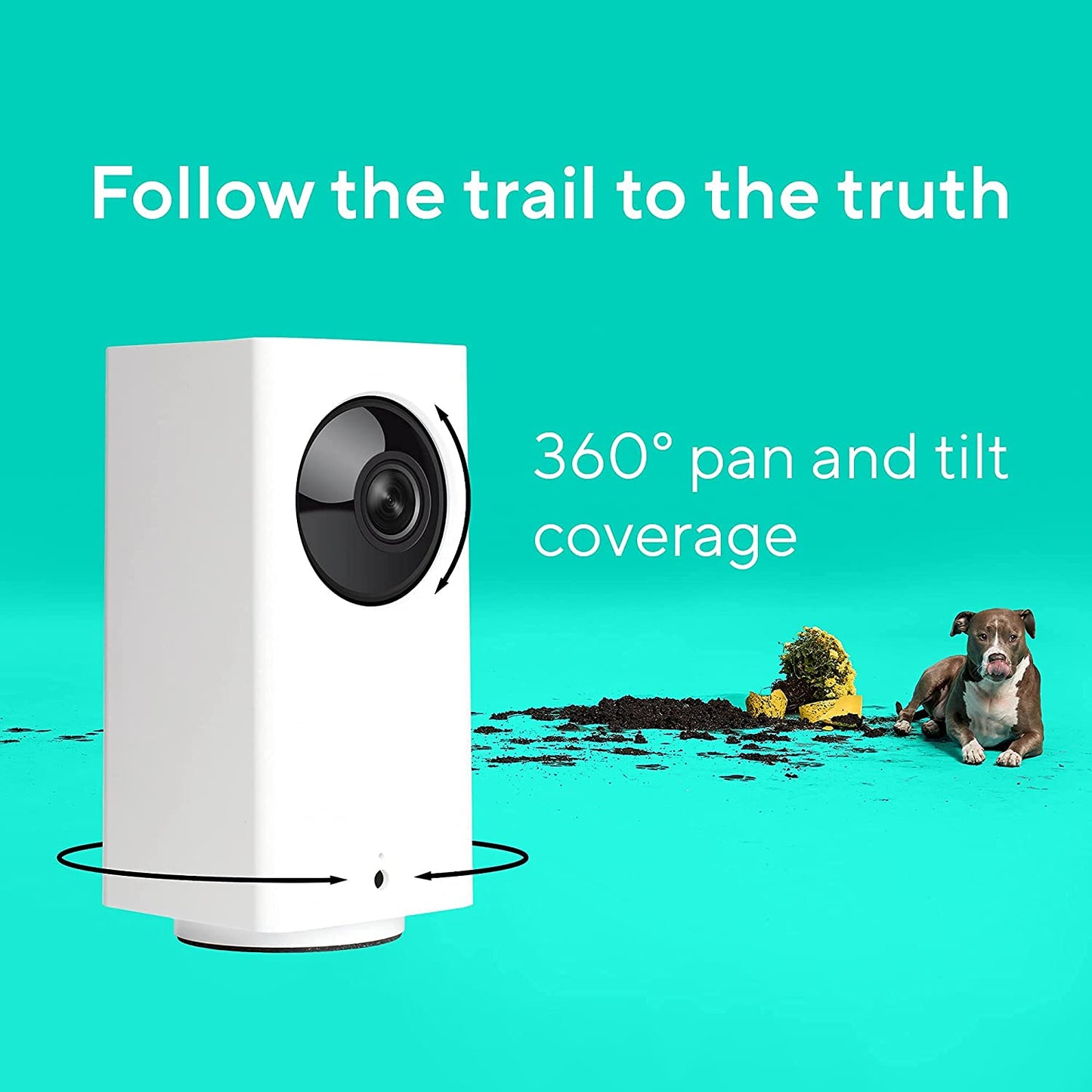 WYZE Cam 360° Pet Camera with Phone APP 2.4GHz WiFi Plug-in PTZ Indoor Smart Security Camera for Dogs Cats Baby Elderly Monitoring, Works with Alexa