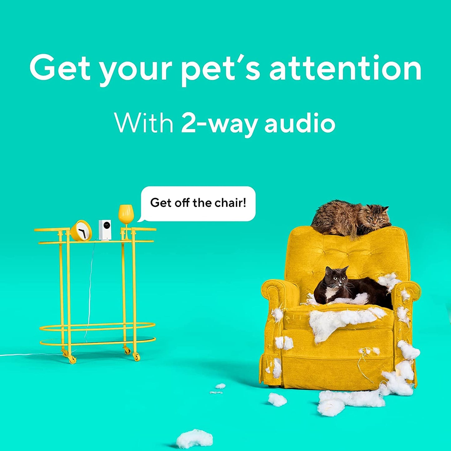 WYZE Cam 360° Pet Camera with Phone APP 2.4GHz WiFi Plug-in PTZ Indoor Smart Security Camera for Dogs Cats Baby Elderly Monitoring, Works with Alexa