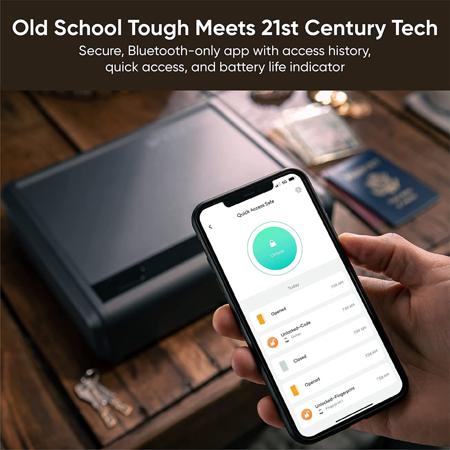 WYZE Gun Safe with Instant Fingerprint, Backlit Keypad, App Unlock, Physical Key. Smart Features with Simple Secure App, Track Usage , Interior LED,12-months Monitor Battery Life, 195 Cubic , Black