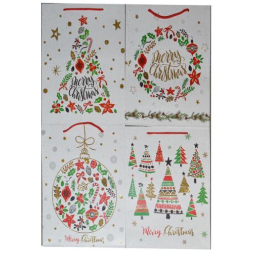 4-PACK XMAS GIFT BAG ASST 26x32x10CM