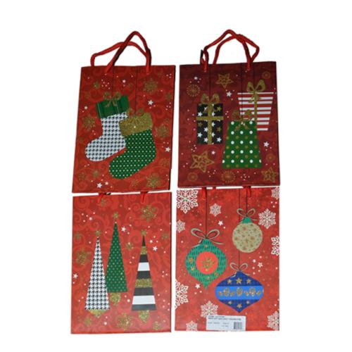 4-PACK XMAS GIFT BAG ASST 26x32x10CM
