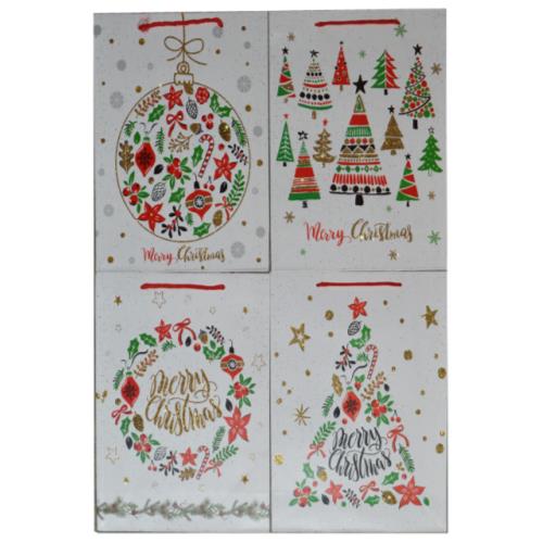4-PACK XMAS GIFT BAG ASST 26x32x10CM
