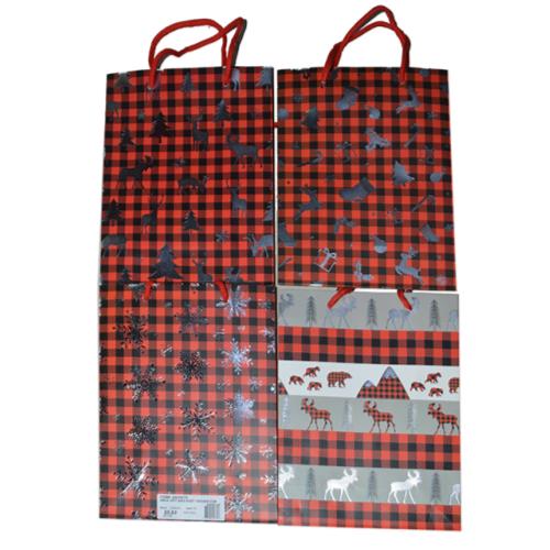 4-PACK XMAS GIFT BAG ASST 26x32x10CM