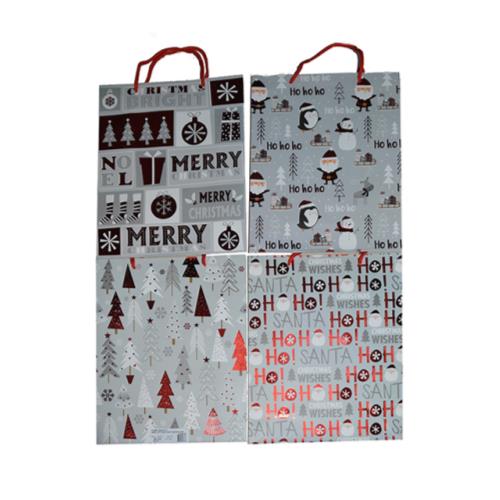4-PACK XMAS GIFT BAG ASST 26x32x10CM