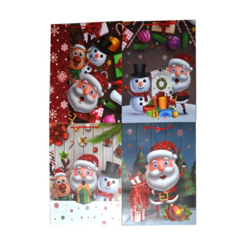 4-PACK XMAS GIFT BAG ASST 26x32x10CM