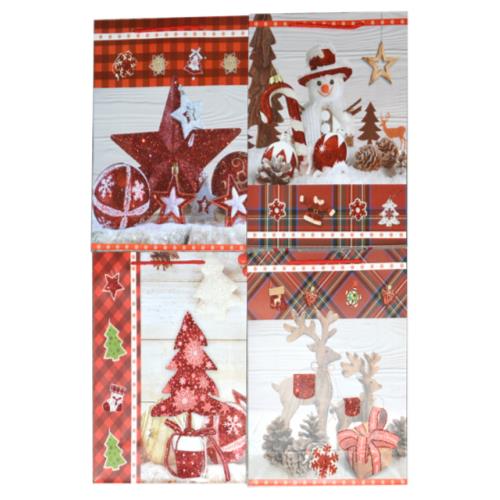 4-PACK XMAS GIFT BAG ASST 26x32x10CM