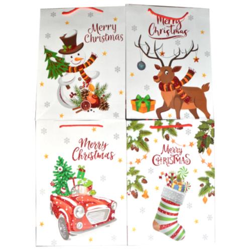 4-PACK XMAS GIFT BAG ASST 26x32x10CM