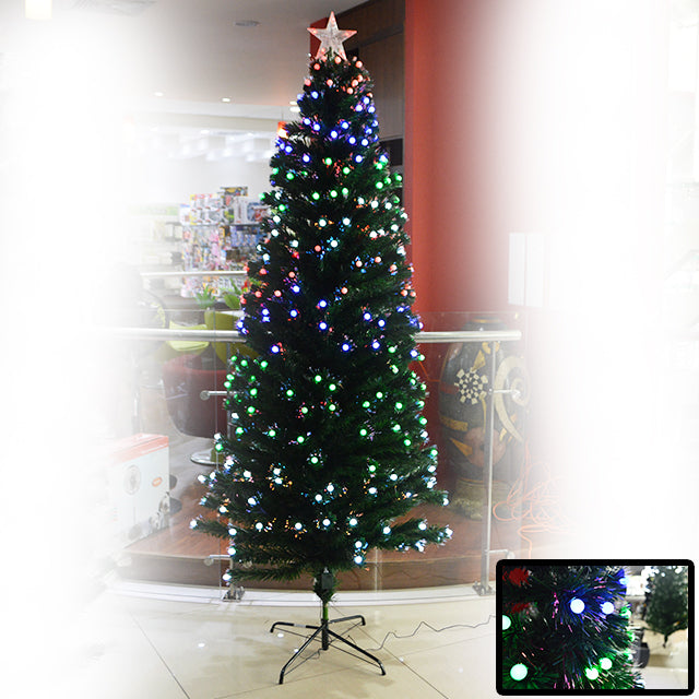 XMAS TREE 8FT W/FIBRE OPTIC & LED CHERRY BULBS 320 TIPS