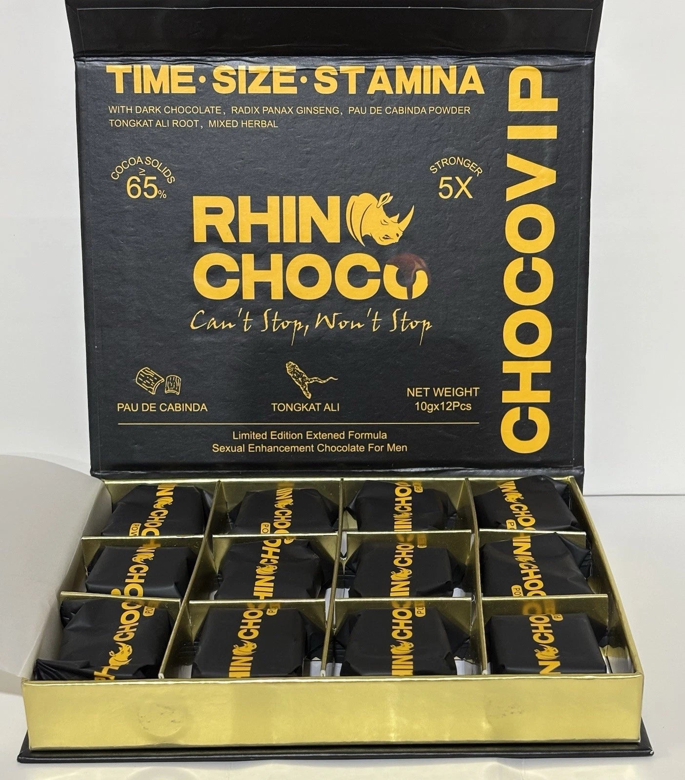 Rhino Choco for Men – 12 Pack – Premium Chocolate – Made in USA – Authentic