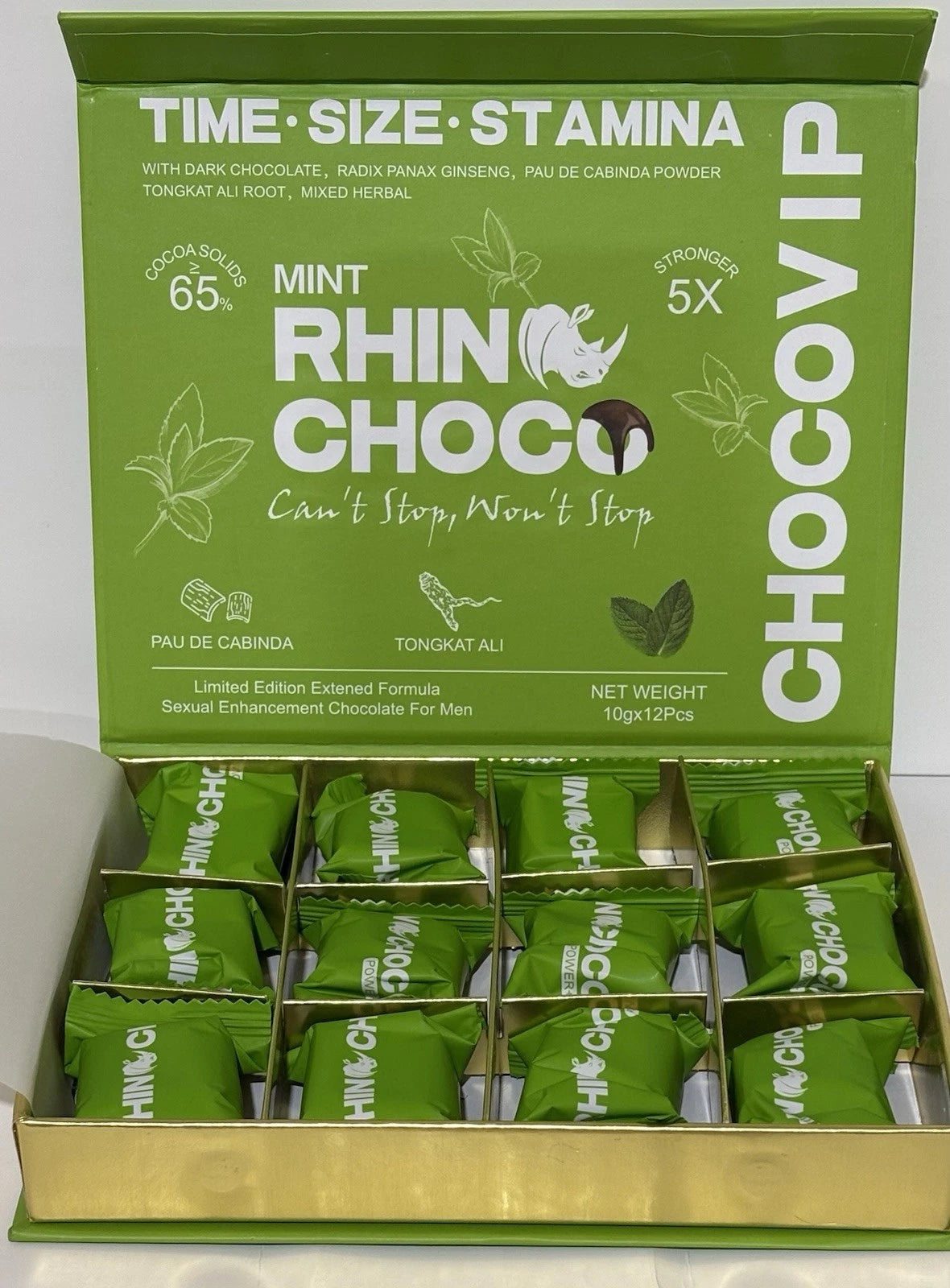Rhino Choco for Men – 12 Pack – Premium Chocolate – Made in USA – Authentic
