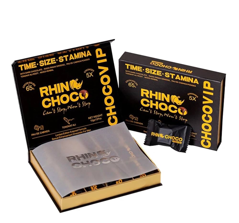 Rhino Choco for Men – 12 Pack – Premium Chocolate – Made in USA – Authentic