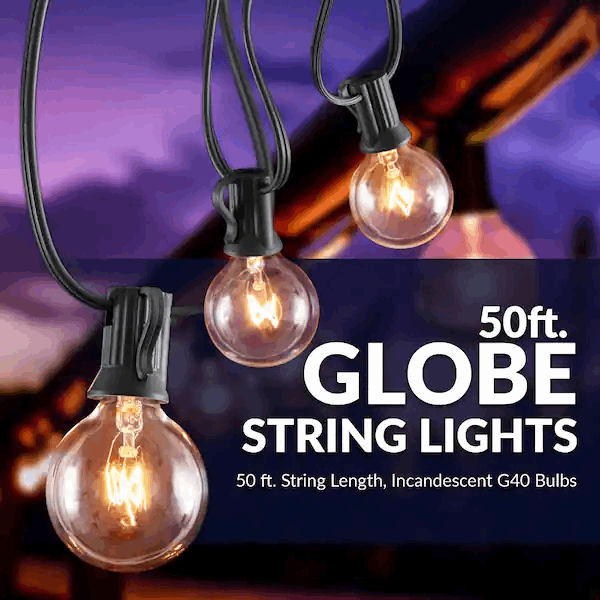 25FT/50FT Globe String Lights Set Shatterproof Bulbs