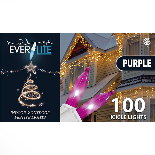 Everlite 100 String Icicle Lights RED CSA