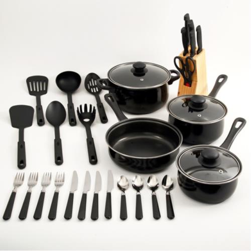 ALL YOU NEED TOTAL KITCHEN 32PC COOKWARE COMBO SET, BLACK