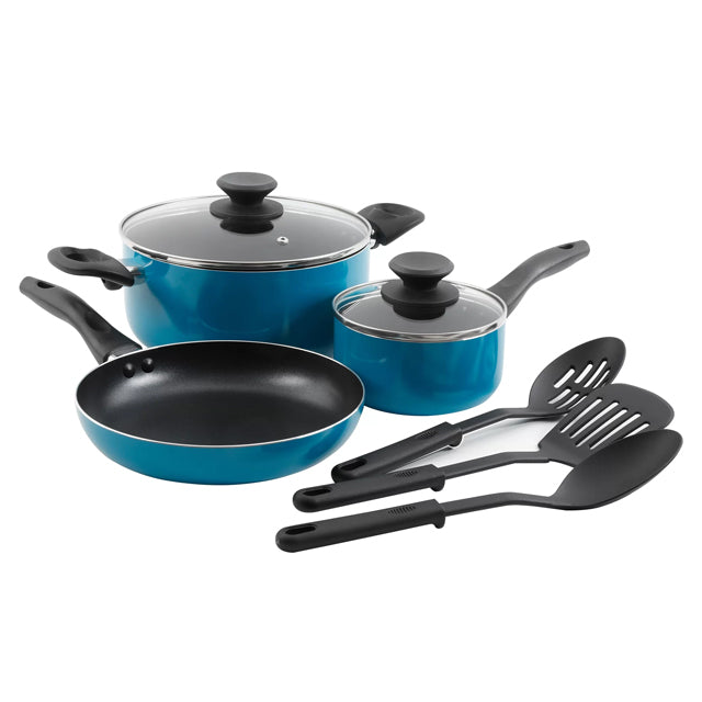 GIBSON PALMER 8PC C/WARE COMBO SET, TURQUOISE, NON STICK