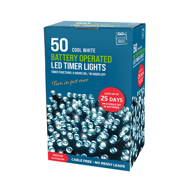 LED TIMER LIGHTS 50 WHITE