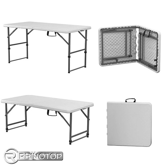 RHINOTOP H/DUTY 4FT FOLDING TABLE HDPE OFF WHITE