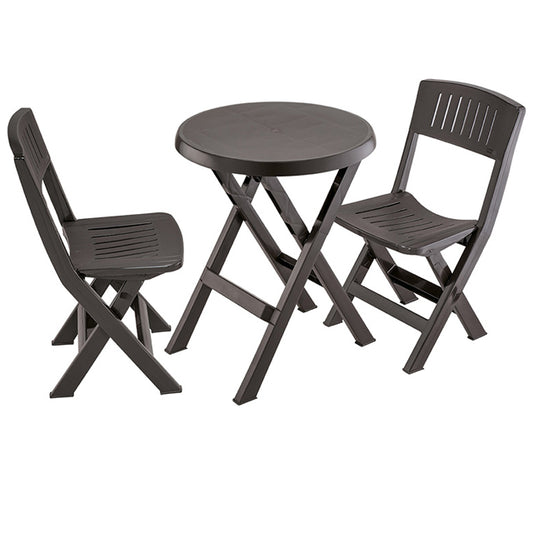 RIMAX 3PC FOLDING TABLE & CHAIR SET (BROWN)