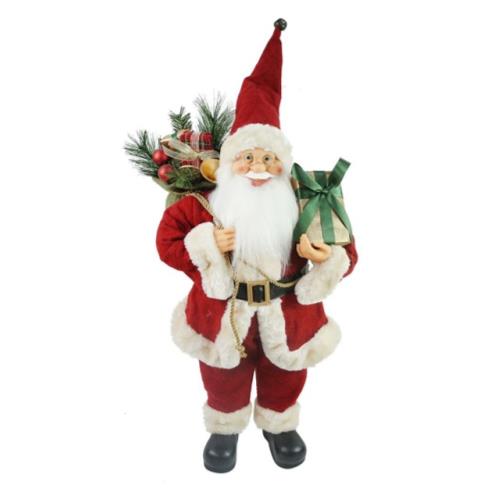 SANTA 60CM WITH PRESENT & SACK BURGUNDY